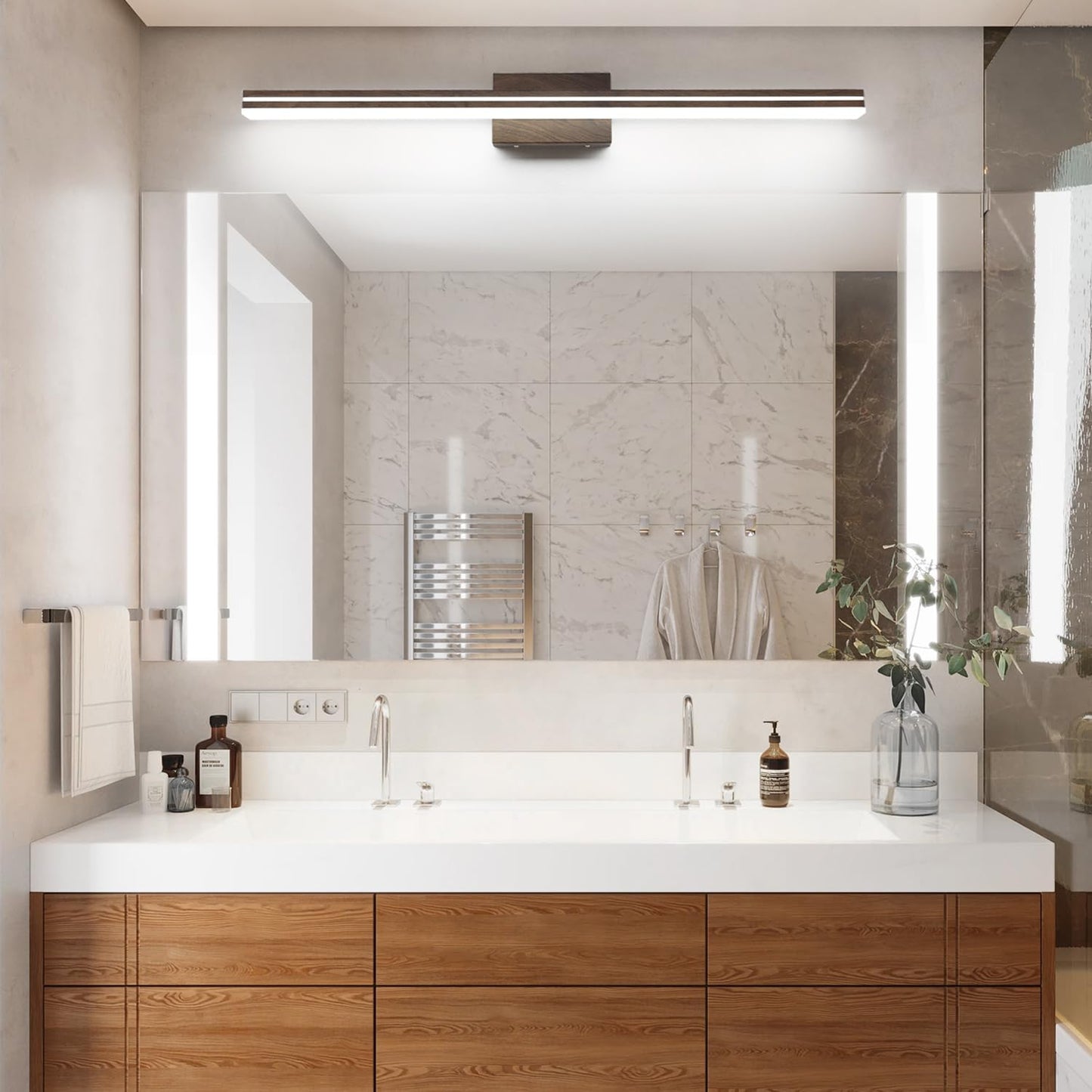 Sinerise 40-Inch Led Modern Bathroom Vanity Light Bar  Brown Modern Acrylic Bathroom Wall Lighting Fixtures Over Mirror (Cool White 6000K)
