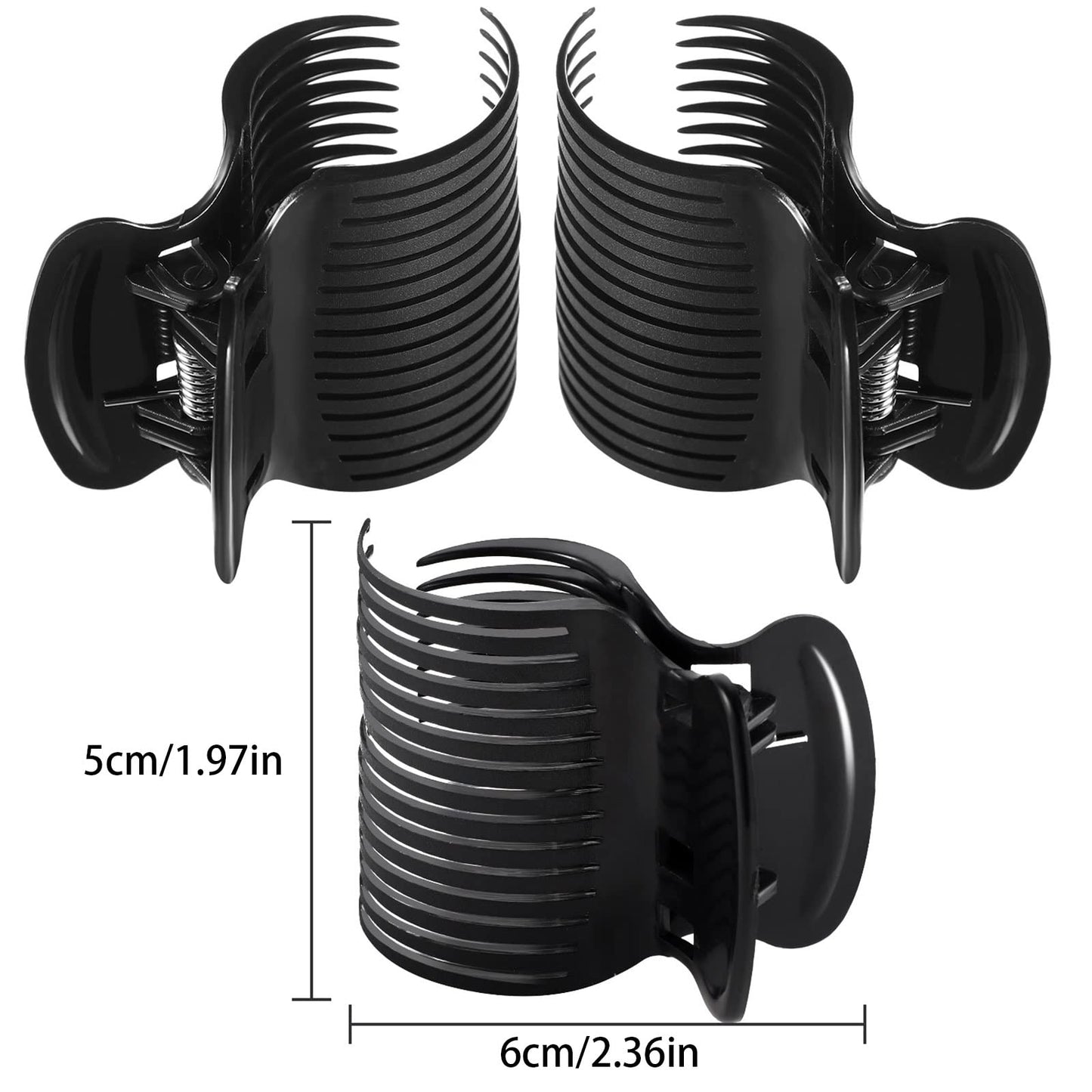 Hot Roller Clips Hair Curler Claw Clips Replacement for Women Girls Hair Section Styling (12 Pieces, Black)