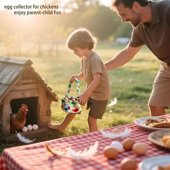 Large Egg Collecting Basket - UKJENT Chicken Egg Gathering Basket Machine Washable, Hold Different Size Eggs Collection Carrier Bag, Fresh Eggs Collector for Chicken Duck Goose, Farm & Home Use