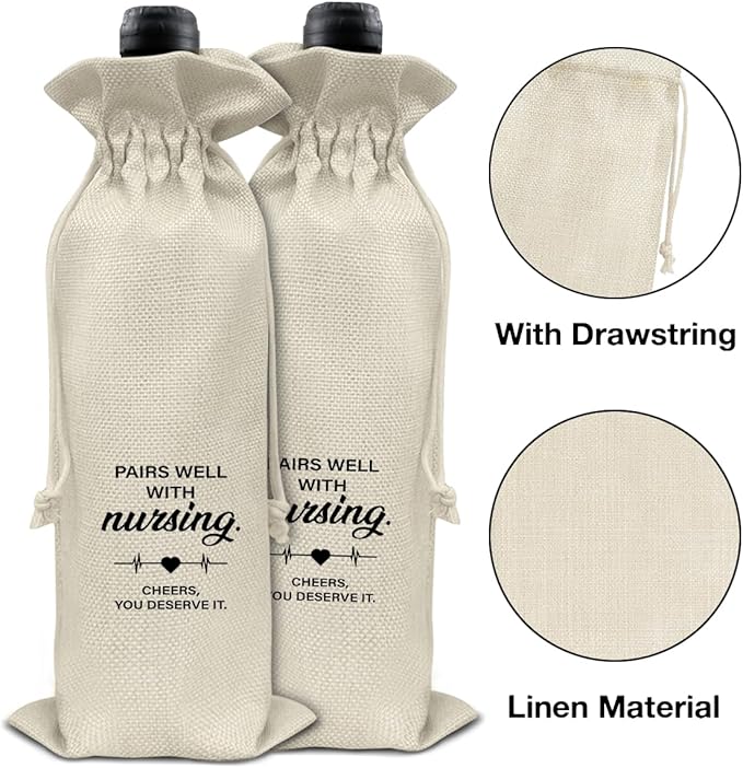 HOIJAUMAI Nurse Graduation Gifts Nursing Graduation Wine Bag Pairs Well with Nursing Wine Gift Bags for Women