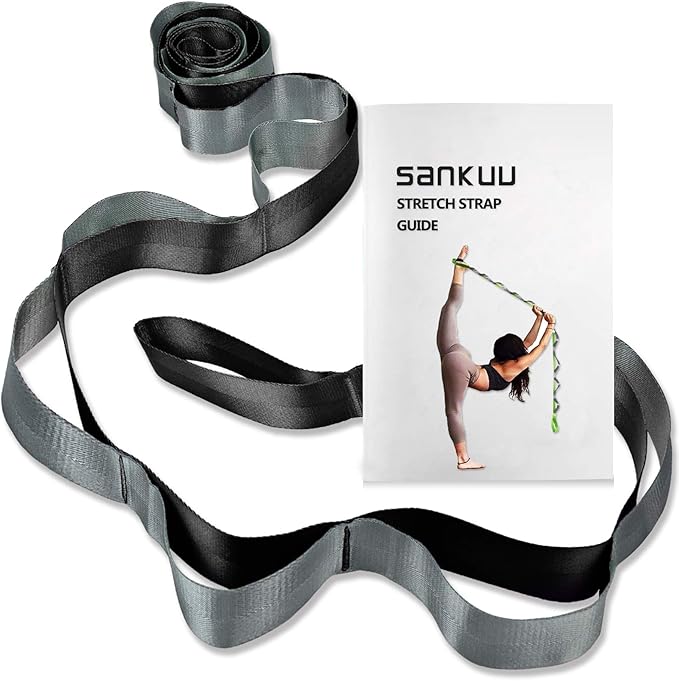 SANKUU Yoga Straps Stretching Strap with 12 Loops Workout Poster, Straps for Stretching Physical Therapy Equipment Long St...