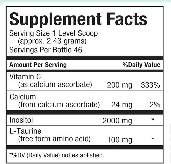 Maxi Health ITC - Inositol - with Taurine and Vitamin C - Calming Formula - 4 Ounce Powder - Kosher