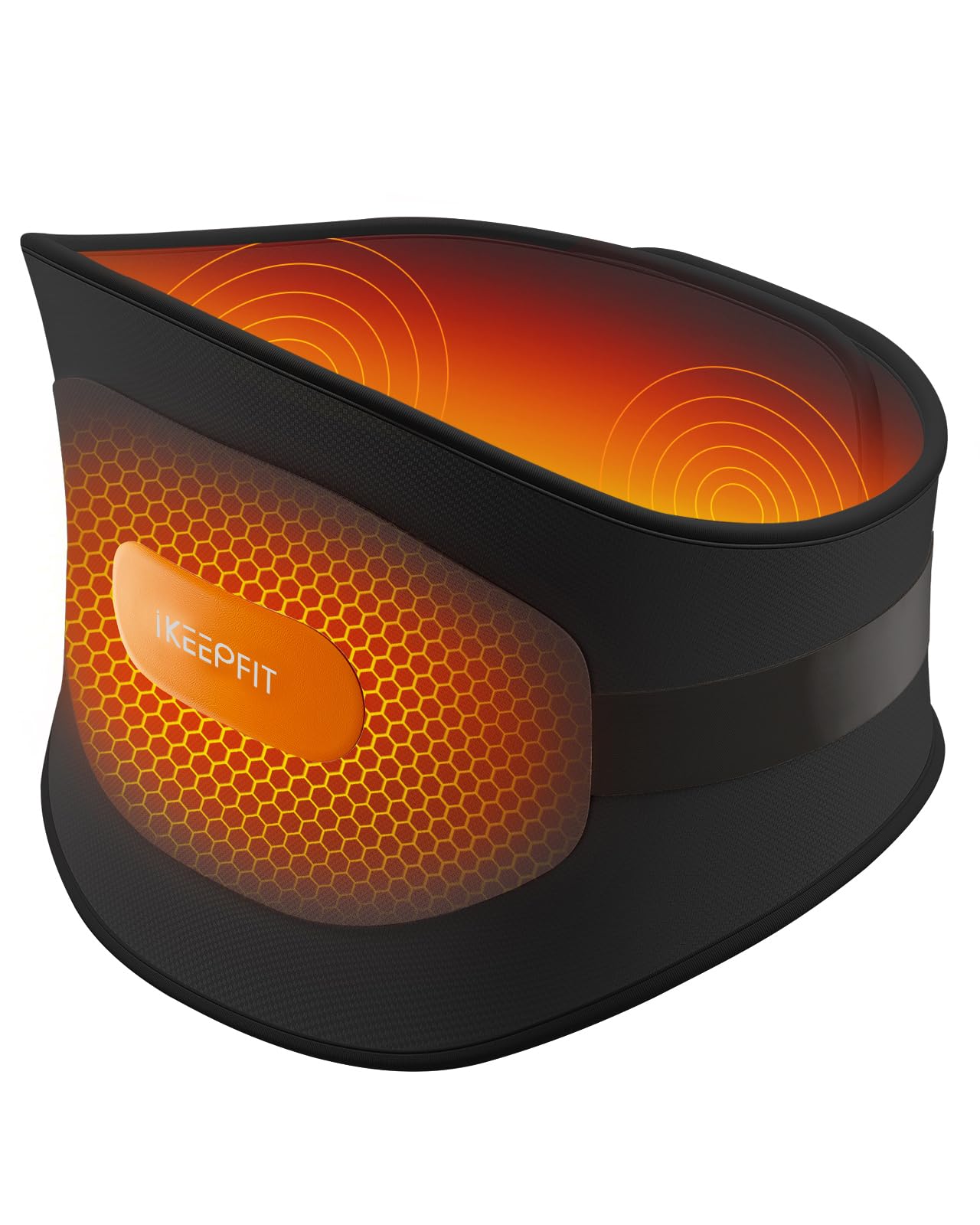 IKEEPFIT Portable Heating Pad for Back, Cordless Wearable Heat Belt with Massager for Lower Back Pain Relief, Battery Powered 8000 mAh Rechargeable, MAXwarm® 3.0, Gift for Women Men 90-310 lbs