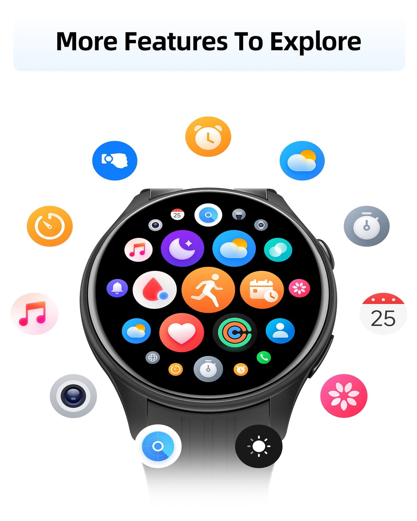 Parsonver Smart Watch for Men Women, Built-in GPS, Fitness Watch with Answer/Make Calls, 100+ Sport Modes, Heart Rate, Sleep Monitor, Pedometer, IP68 Waterproof, Smartwatch for Android & iPhone, Black