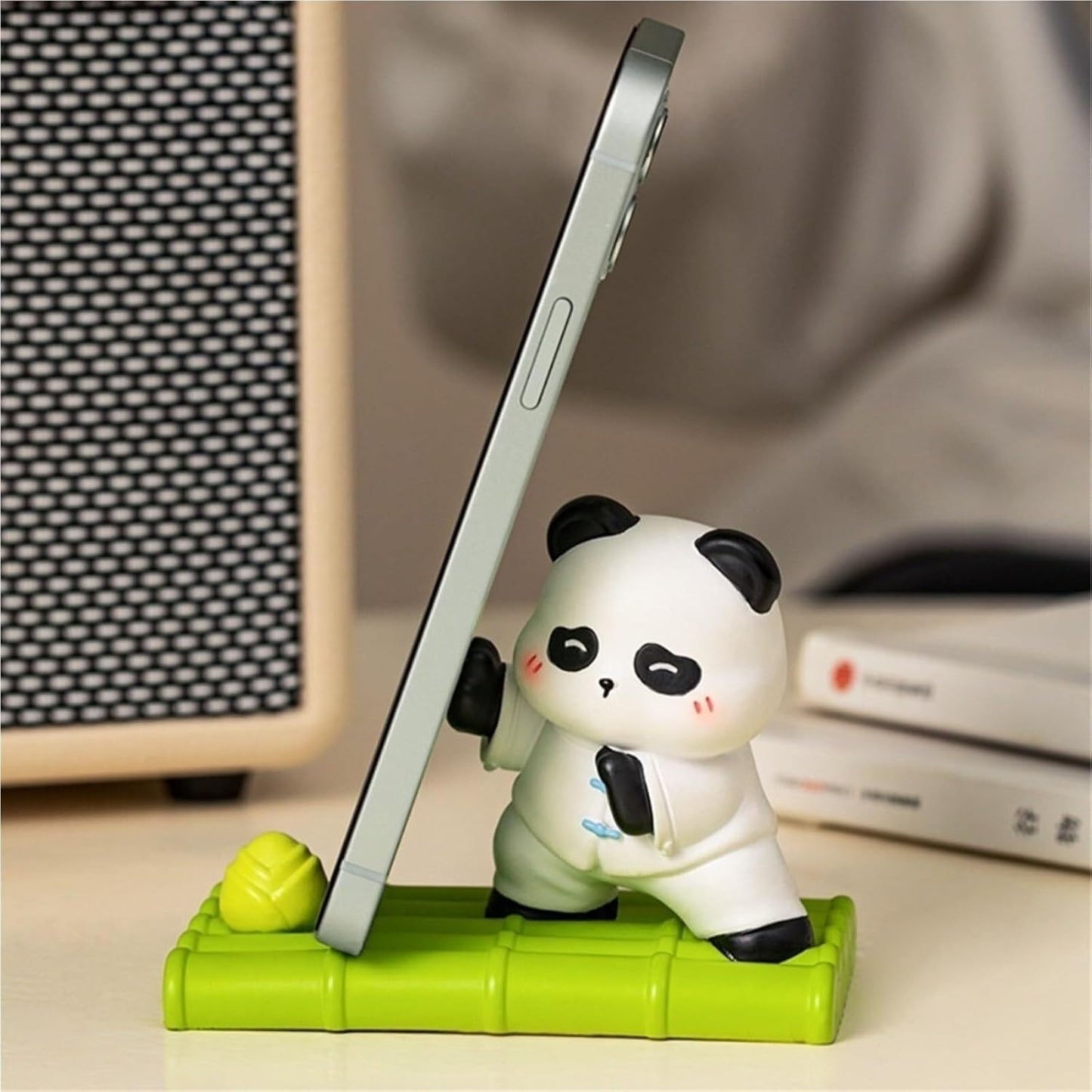 Panda Bear Phone Holder, Cute Resin Animal Phone Stand for Desk, Decorative Cartoon Cellphone Holder with Stable Base, Compact Mobile Stand for Home Office Table
