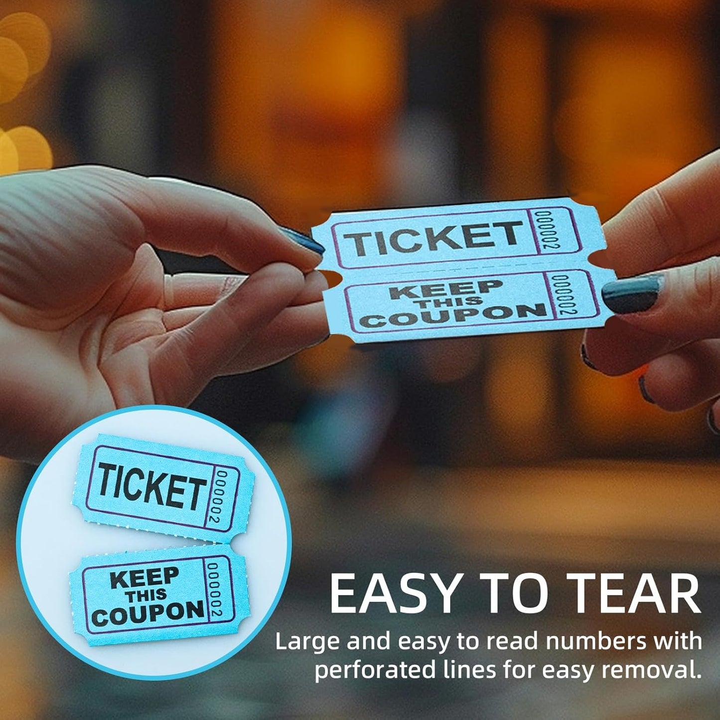 Raffle Tickets Roll - 2000 Tickets Double Roll for Fundraisers, Carnivals, Events - Durable Stub Design, Easy Tear & Organize(Red)
