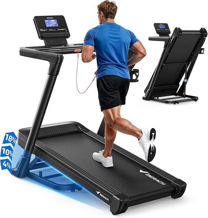 MERACH Treadmill with 15/18% Auto Incline, 55"/47"x18"/19" Wide Belt Treadmills, 0.5-8.7MPH/10MPH 3.5HP Brushless Incline ...
