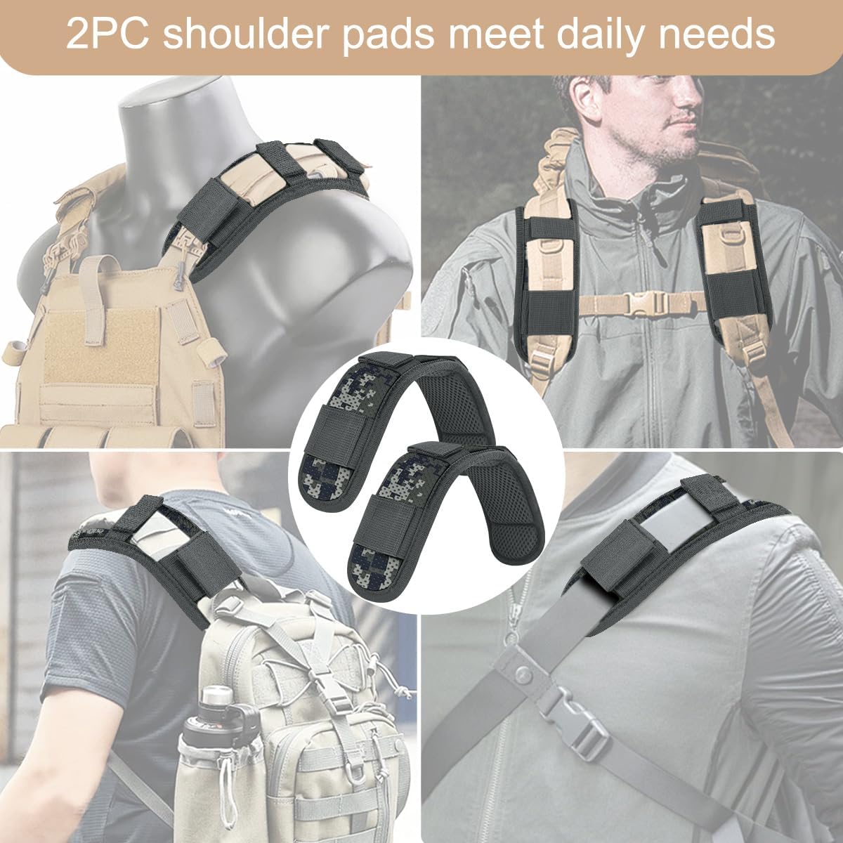 ZINZ 2-Pack Universal Shoulder Pad with Ultra Thick Cushion for Bag Luggage Bag Crossbody, Plus Long & Anti-Slip & Breathable,CA01FL01