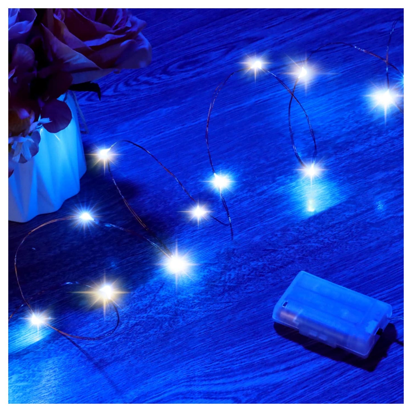 Mikasol Fairy Lights, Battery Operated Copper Wire LED String Lights, 5m/16ft, Blue, Ideal for Bedroom and Party Decoration