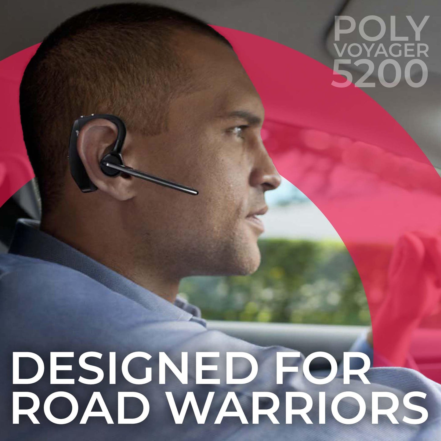 Plantronics Voyager 5200 Bluetooth Headset Bundle - Noise Canceling Wind Blocking Mic For Calls, Zoom Meetings, 6 Hours Recharge