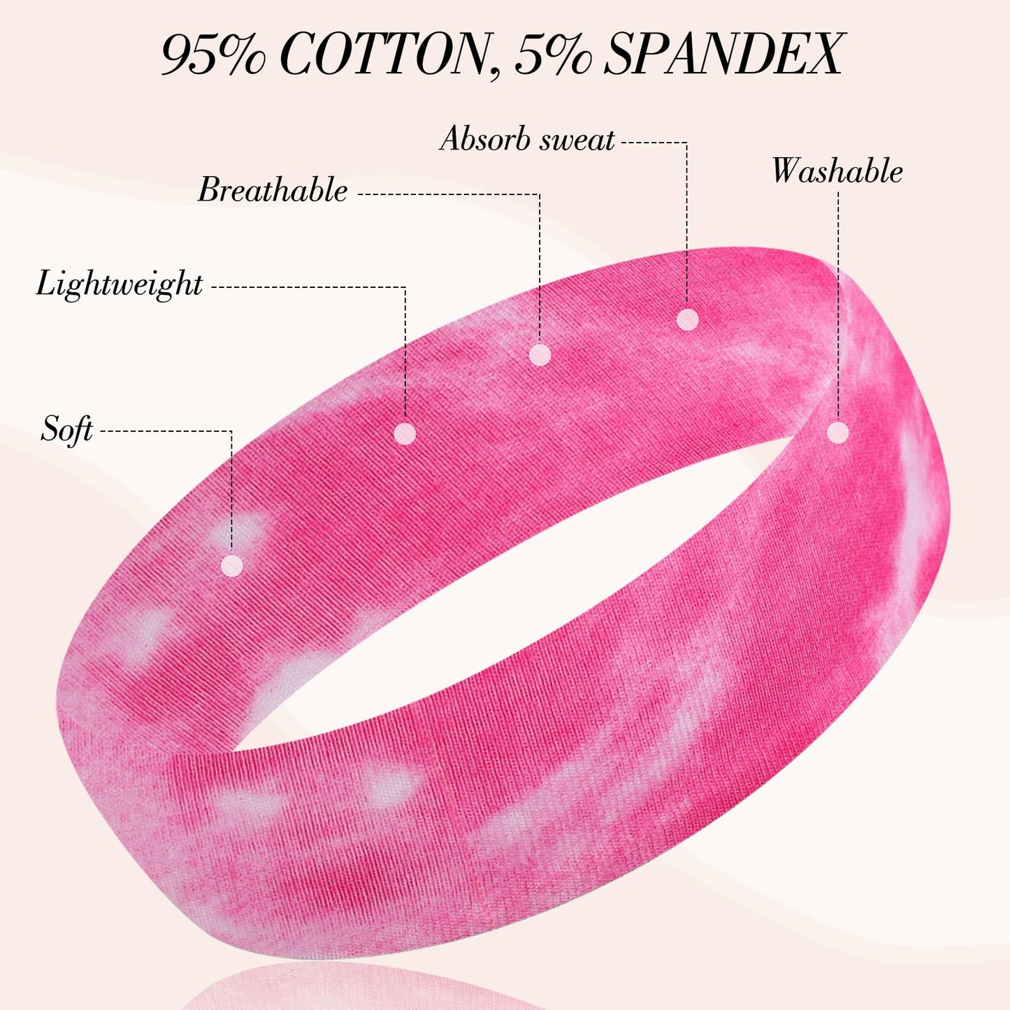 obeoby 8 Pack Headbands for Women, Tie Dye Hair Bands for Running Yoga Exercise Fashion Sweatbands