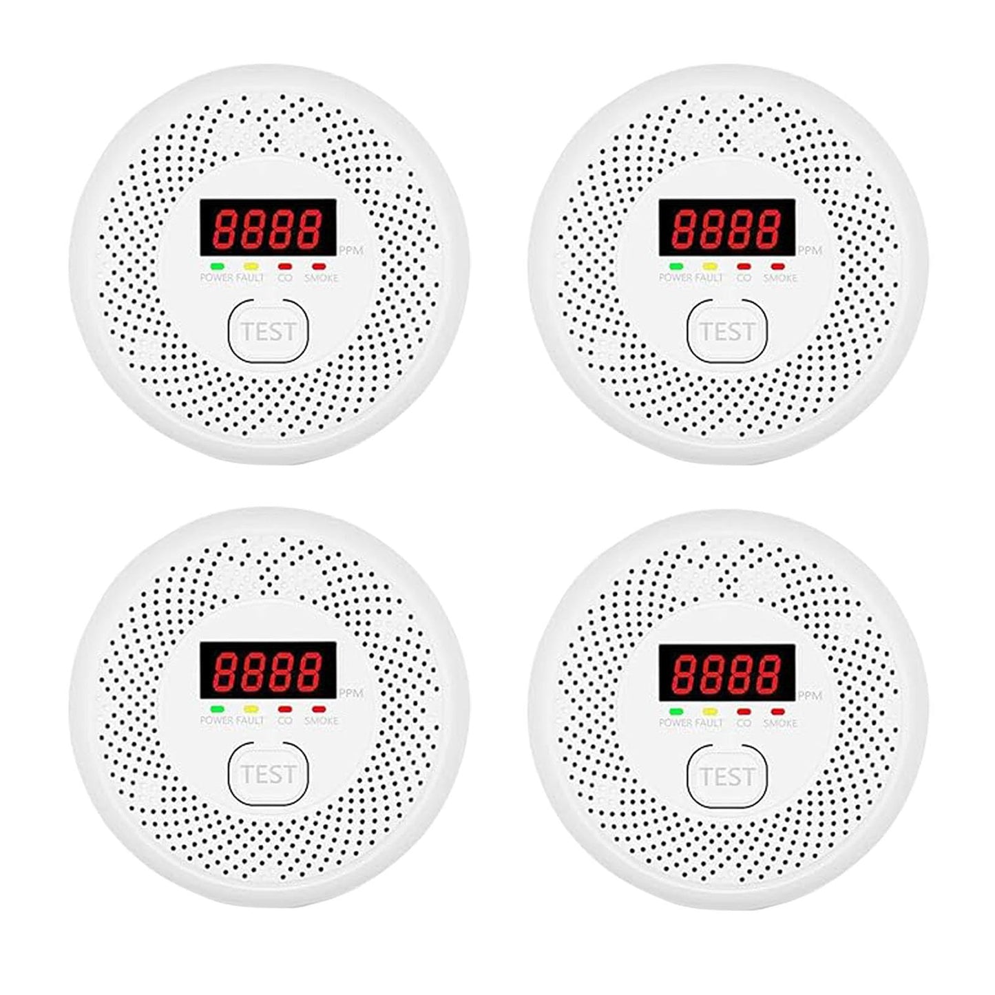 High Definition Color Screen Detector LCD Powered by Carbon Monoxide Detector and Smoke Alarm Battery (excluding Battery) (Compact Design, 4Pack-CO&Smoke)