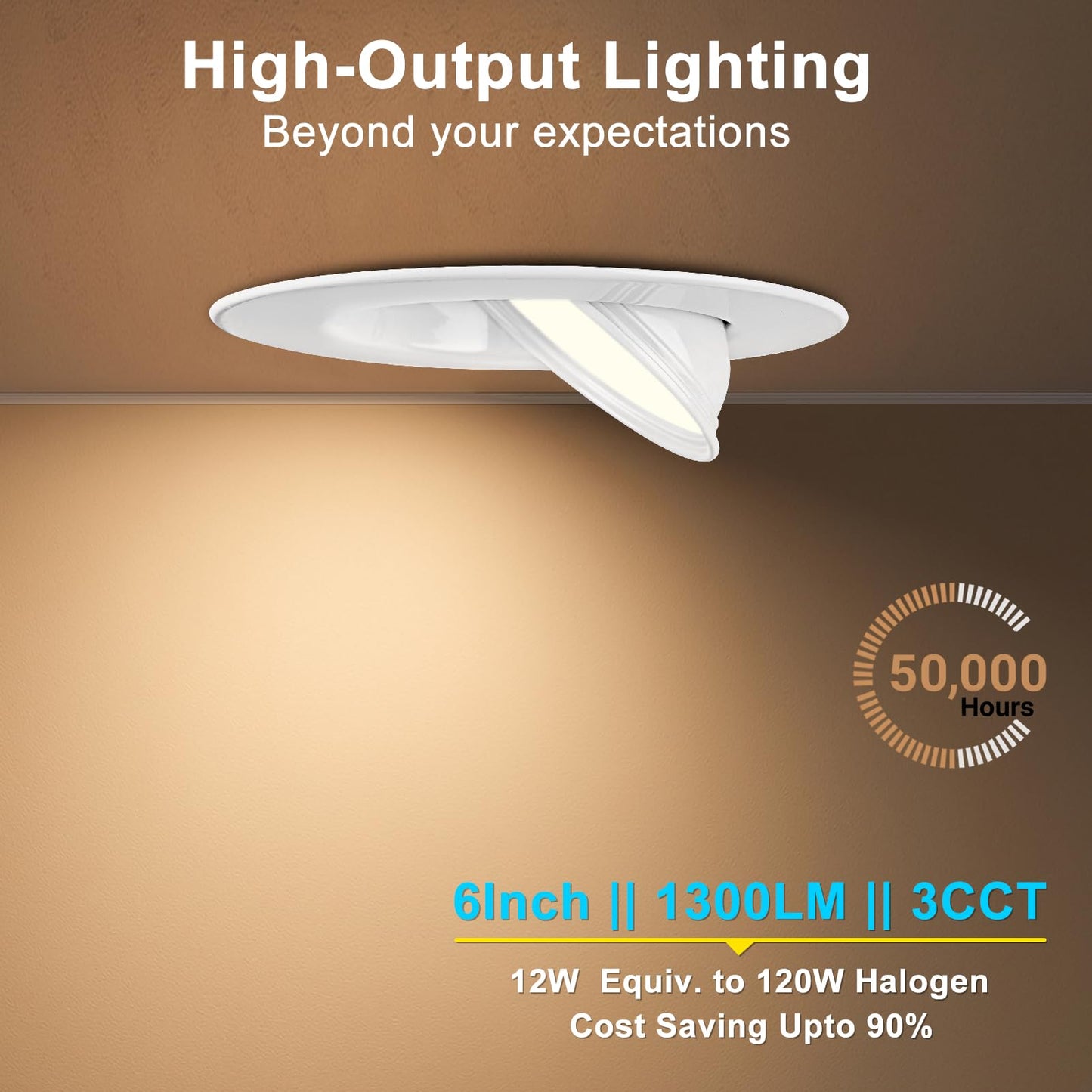 Lightdot 12 Pack 6 Inch Led Gimbal Recessed Lighting  360+90 Adjustable  3Cct Selectable & Dimmable (5%-100%)  1300Lm Ultra Bright Canless Downlight  Etl/Fcc Certified For Living Room/Kitchen-White