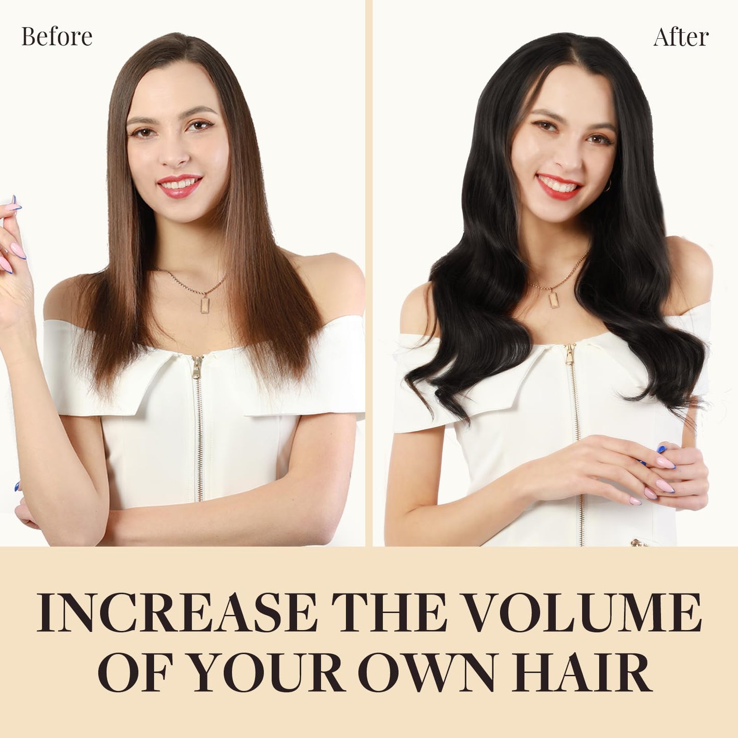 MAXITA Clip in Hair Extensions Real Human Hair, 20 Inch Natural Black 7pcs 120g, Remy Human Hair Extensions Clip in Real Hair Ex