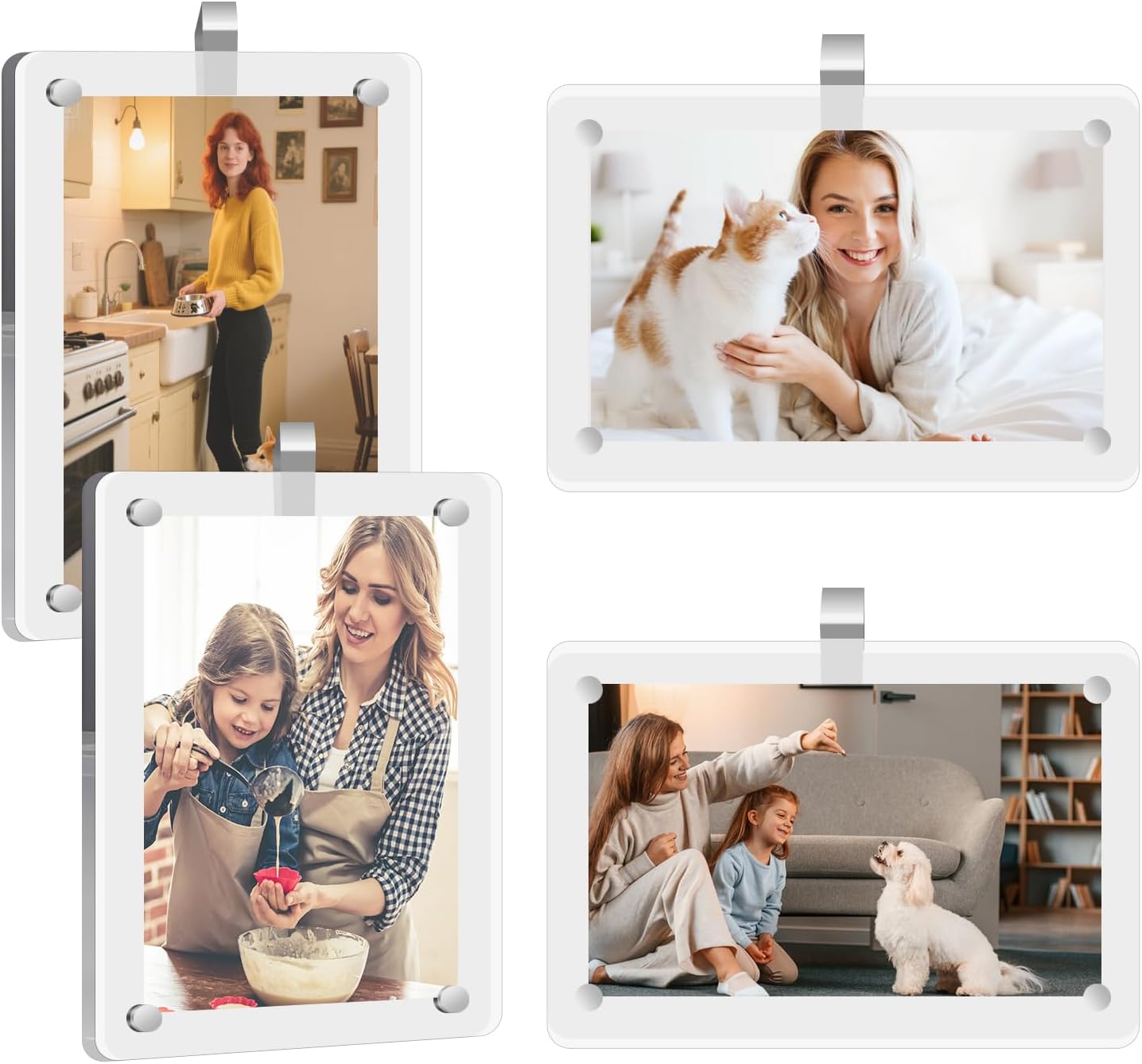 4 Pack Magnetic Car Picture Holders, Car Visor Photo Clip and Visor Clip Photo Frame, Acrylic Personalized Car Picture Frame Can Be Used to Add Your Personal Photos (2.4x3.5 Inch)