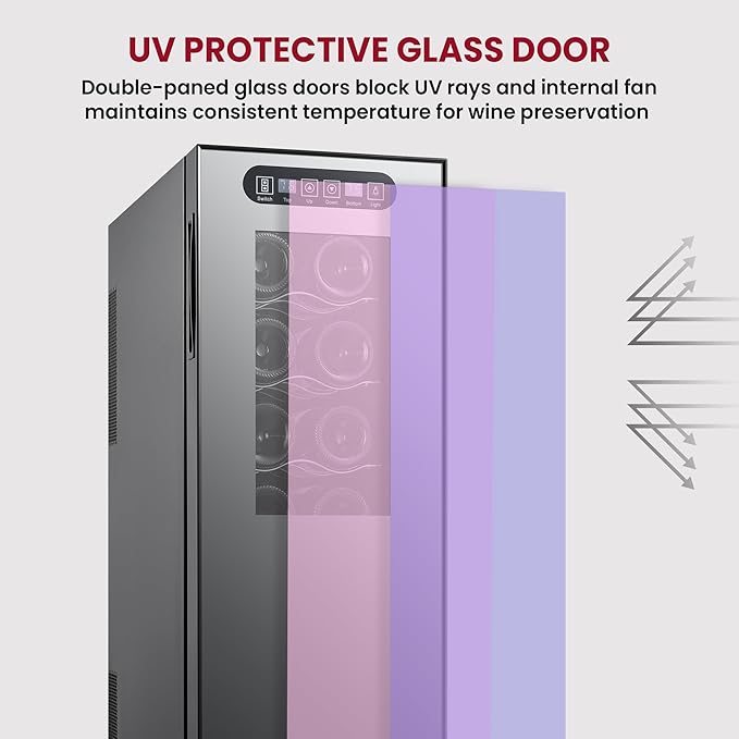 Koolatron 18 Bottle Wine Fridge – Wine Cooler with Glass Door, 1.9 cu. ft (53 L), Beverage Can Refrigerator, Digital Temperature Control/Dual Temperature Zone, Ideal for White, Red, Sparkling Wine