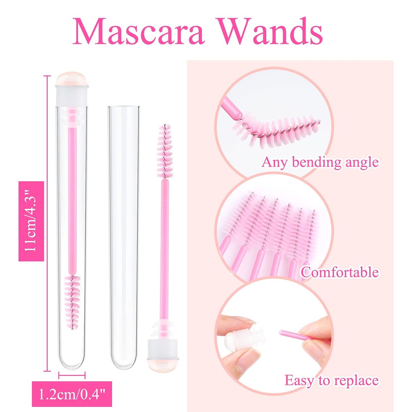 Dming 20 Pieces Disposable Mascara Brushes Eyelash Brush Wand Diamond Mascara Wands with Tube Makeup Tool Lash Spoolies Sanitary