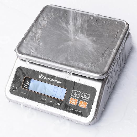 BROMECH Food Scale Pound and Ounce, Rechargable, Commercial Grade, Stainless Steel Platform, for Meat Shop, Deli, Produce ...