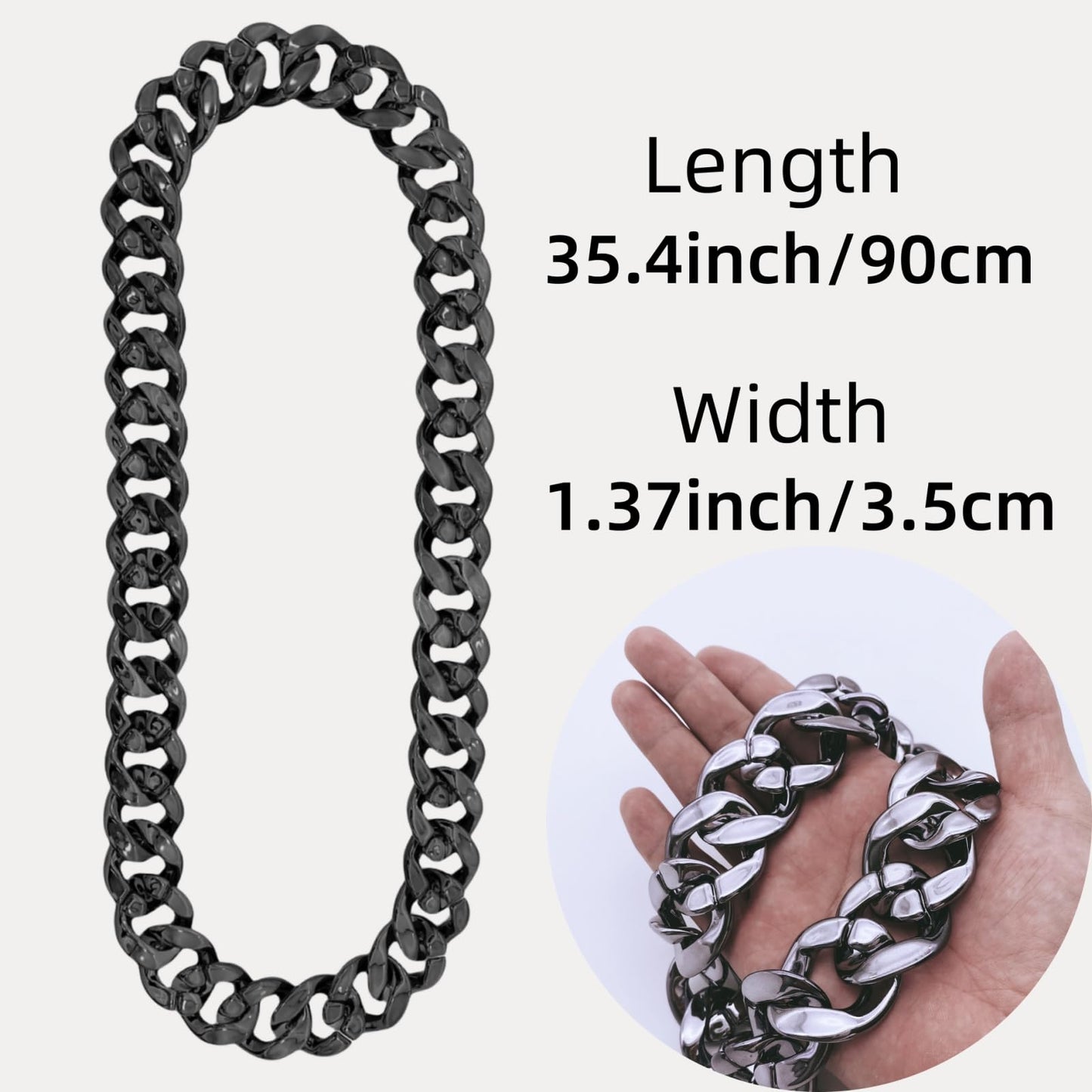 LCPQMZGH Plastic Hip Hop Chain Necklace, 80s 90s Costume Accessory, Men's Chunky Necklace, Big Chunky Gold Chain, 36, Black