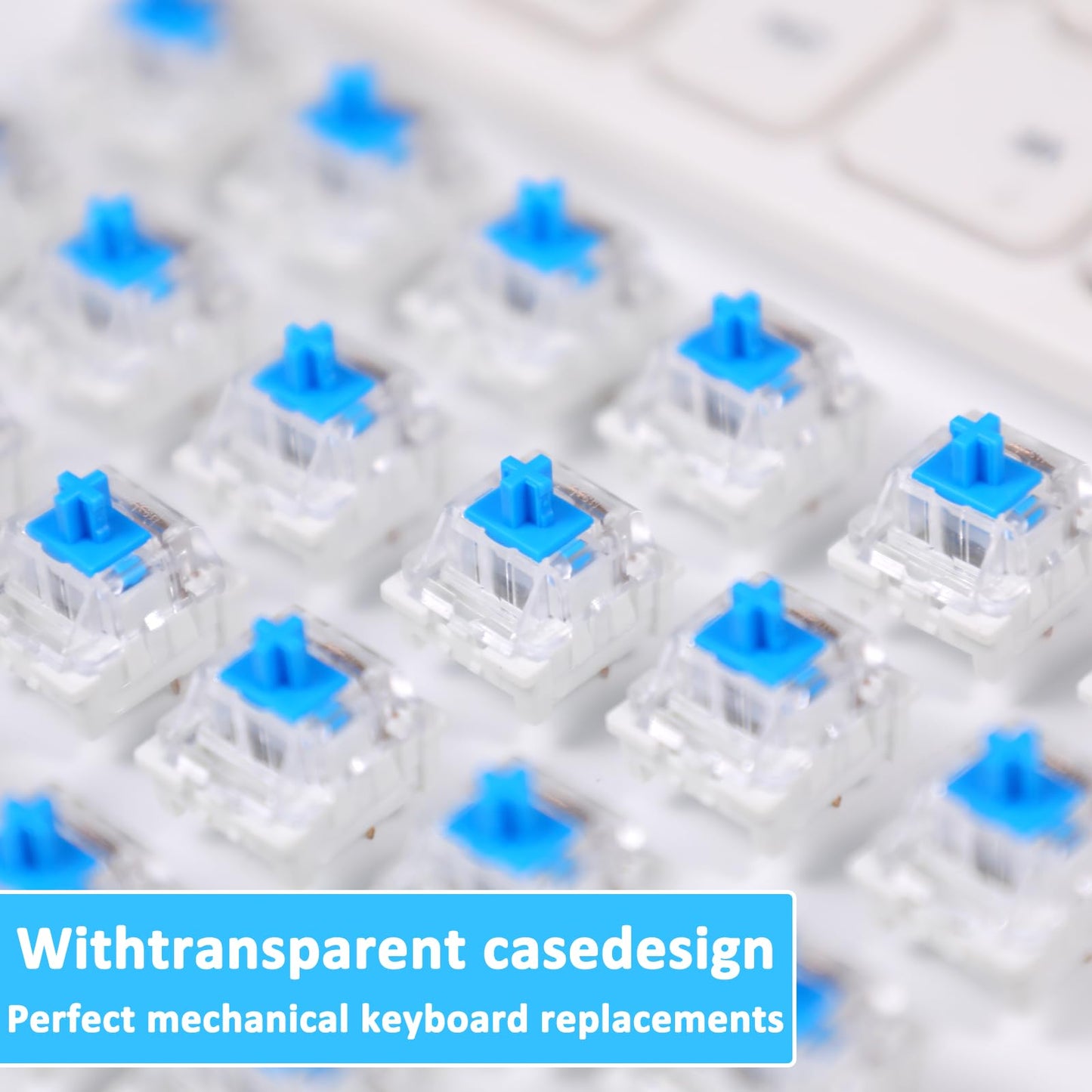 30 Pieces Blue Mechanical Keyboard Switches, 3 Pin Pre-Lubricated Clicky Key Switches, Dustproof and Waterproof Keyboard Accessories for Mechanical Gaming Keyboards