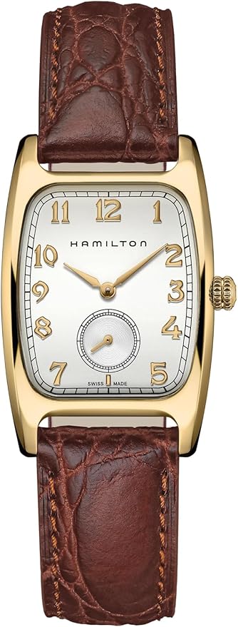 Hamilton American Classic Boulton Quartz Men's Watch, 27mm x 32mm Stainless Steel Case, Swiss Made, White Dial Analog Wris...