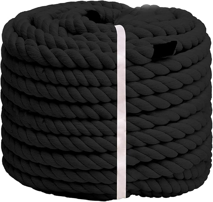 Natural Cotton Rope (1/2inches x 50ft), 3-Strand Twisted Cotton Rope, Natural Thick Black Rope, Soft Rope Cord Craft Rope ...