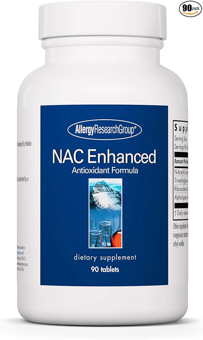 Allergy Research Group NAC Enhanced Supplement - N-Acetyl-L-Cysteine, Glutathione Precursor, Supports Immune Function, Mucus Clearance - 90 Count