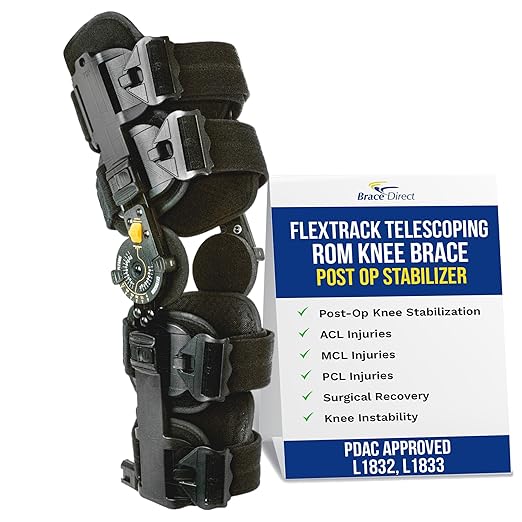 Brace Align FlexTrack ROM Telescoping Post Op Knee Brace - Adjustable Hinged Stabilizer for ACL, MCL, PCL Injury Recovery...