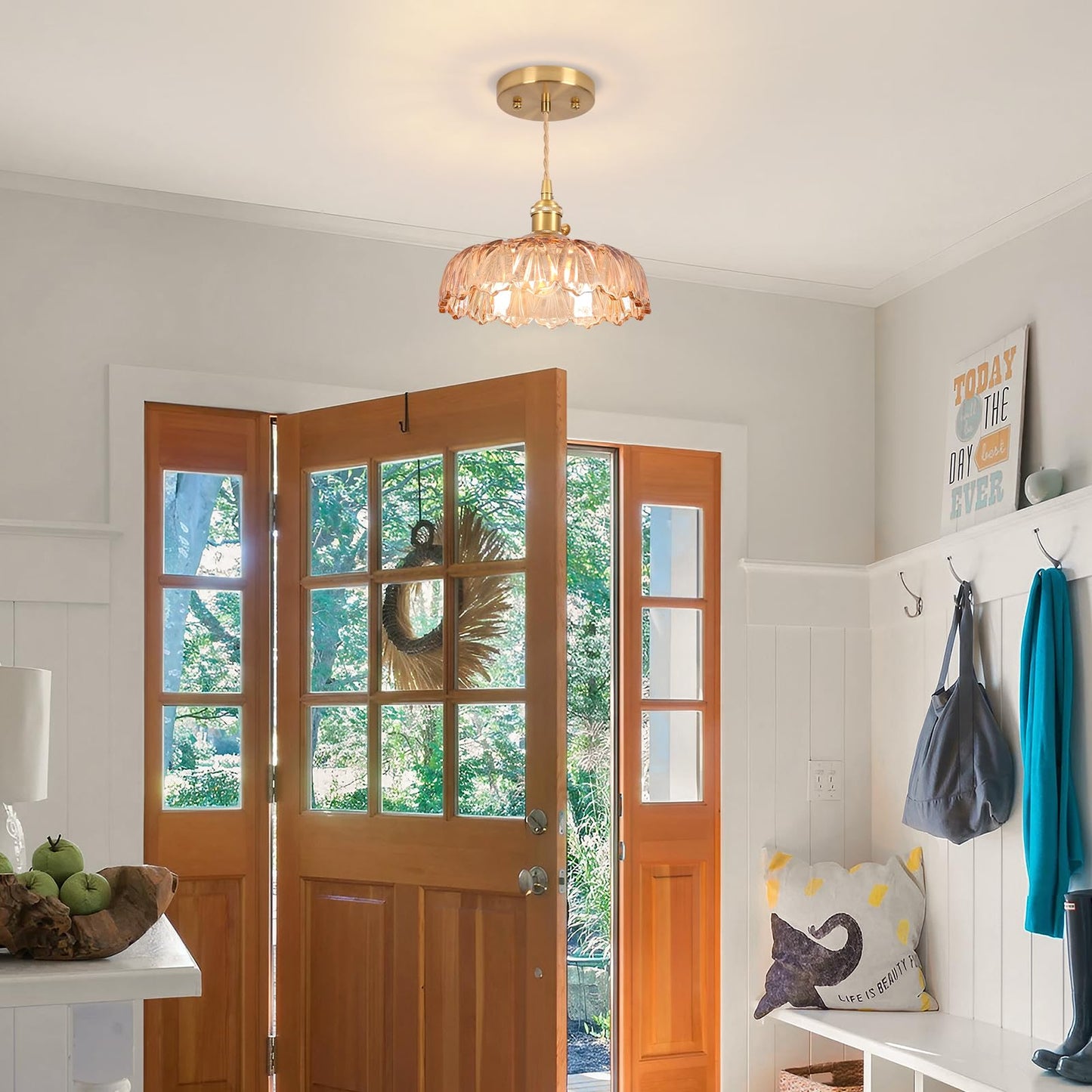 Battery Operated Pendant Light Vintage Light Fixtures 2500Mah 9.4In Rgb Light Bulb Amber Modern Chandelier With Remote Control Wireless Adjustable Rechargeable Chandelier For Kitchen Island 1Light
