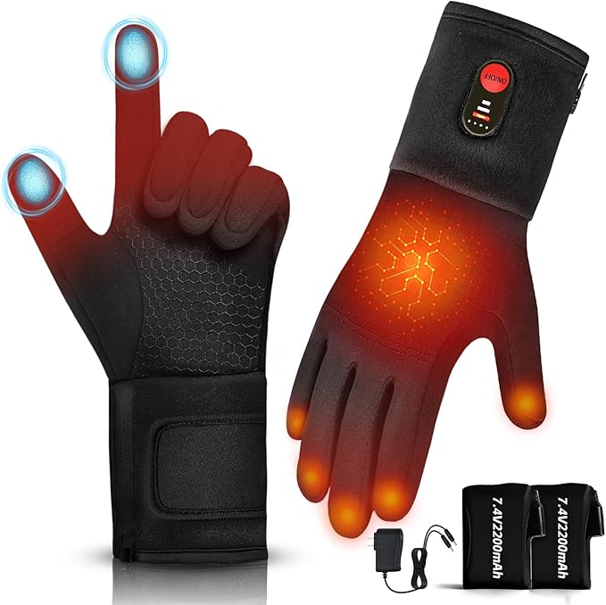 Hfshimlux Heated Glove Liners for Men Women 3 Levels Temperature Control Rechargeable Heated Gloves 10s Rapid Heating Suit...