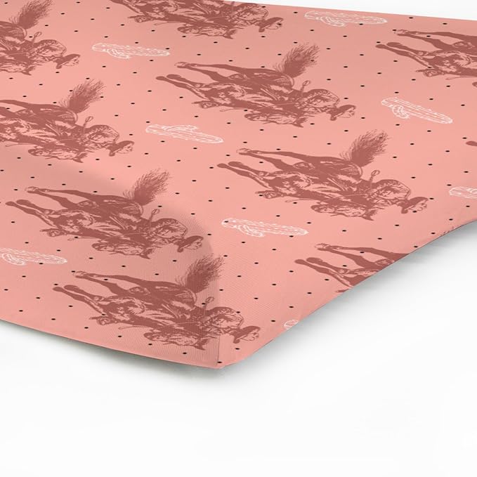 Pink Western Cowboy Cactus Baby Changing Pad Covers Vintage Cowboy Horse Changing Table Sheets for Boy Girl Retro West Plants Soft Breathable Stretch Diaper Change Table Pad Mats Covers 32''x16''