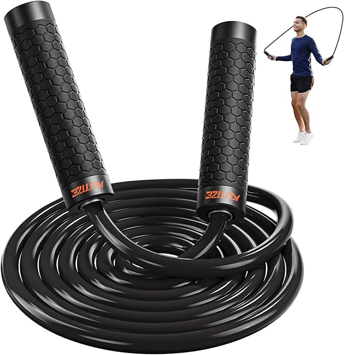 KUTIZE Jump Rope, Weighted Jump Rope for Men Women, Adjustable 1lb Heavy Skipping Ropes, Suitable for Boxing, Cardio, Home...