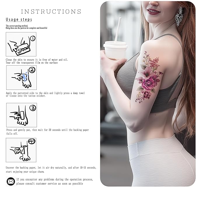 Watercolor Temporary Tattoos｜Women-Exclusive Tattoos (with Florals, Butterflies, Jellyfish, Beauties & More)｜Hyper-Realistic Fake Tattoos, Top Choice for Parties, Parent-Child & Beach