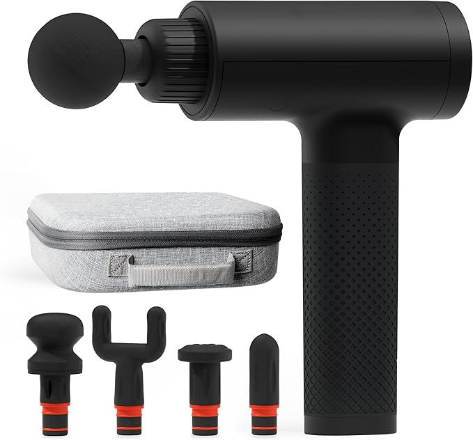 Sharper Image Deep Tissue Percussion Massage Gun, Powerboost Rechargeable Handheld Massager, 6 Adjustable Speeds, 5 Attach...