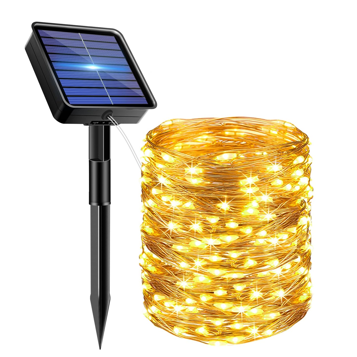 Bitjam 1 Pack Solar Fairy Lights For Outside Waterproof  49Ft/15M 150Led Solar String Lights Outdoor 8 Modes Solar Twinkle Lights For Garden Yard Christmas Tree Wedding Party Decor  Warm White