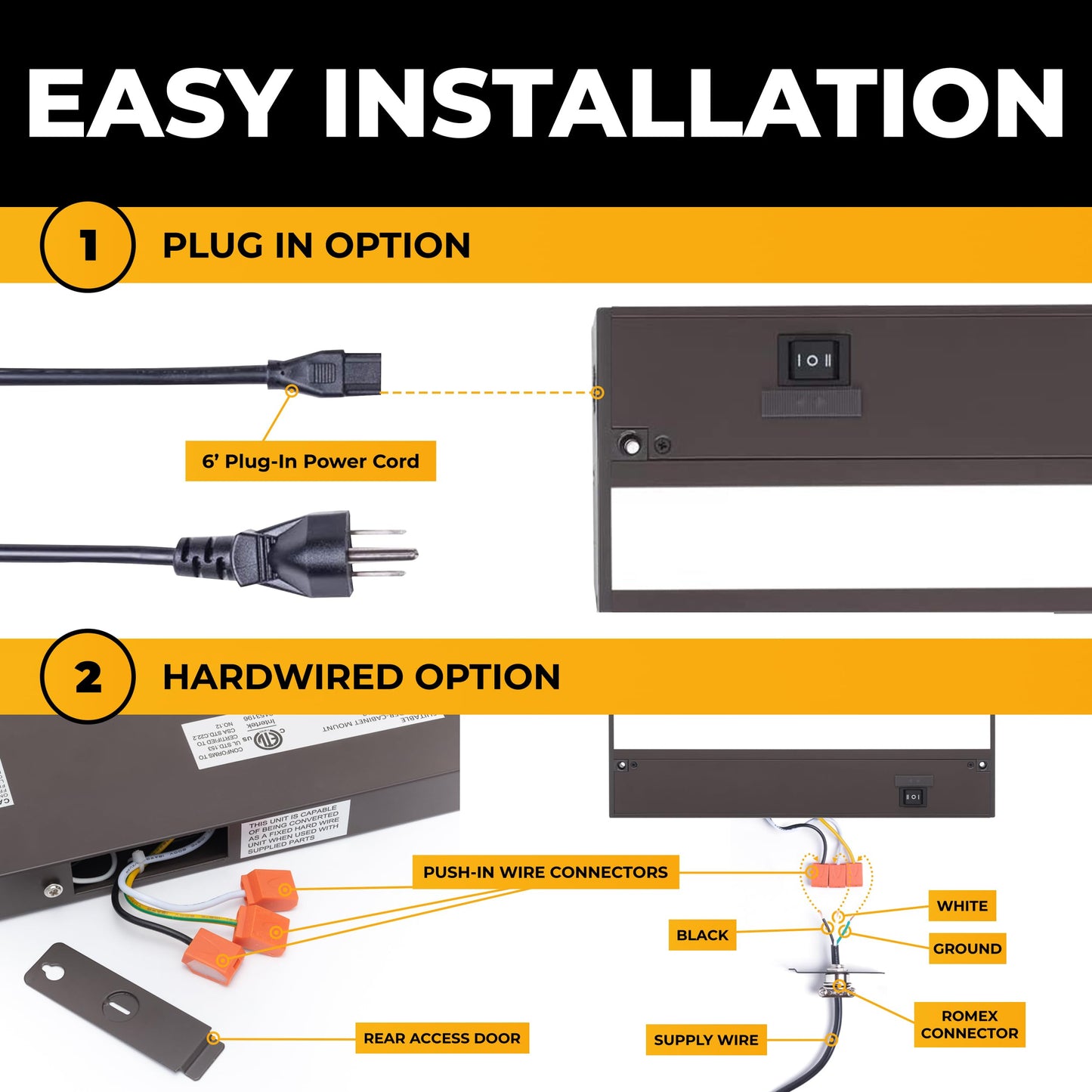 NSL LED Under Cabinet Lighting - Dimmable, 3 Color Temperatures, 24 Inch, Bronze Finish, Model LTSPRO-24-BZ