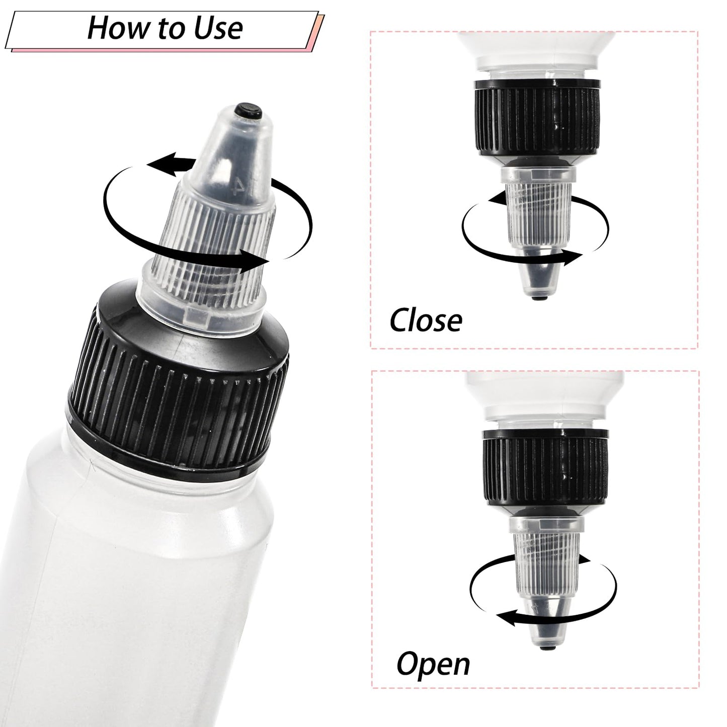Bekith 40 Pack 1oz Dispensing Bottles, Boston Round HDPE Plastic Bottle with Twist Top Cap, Empty Plastic Squeeze Bottle