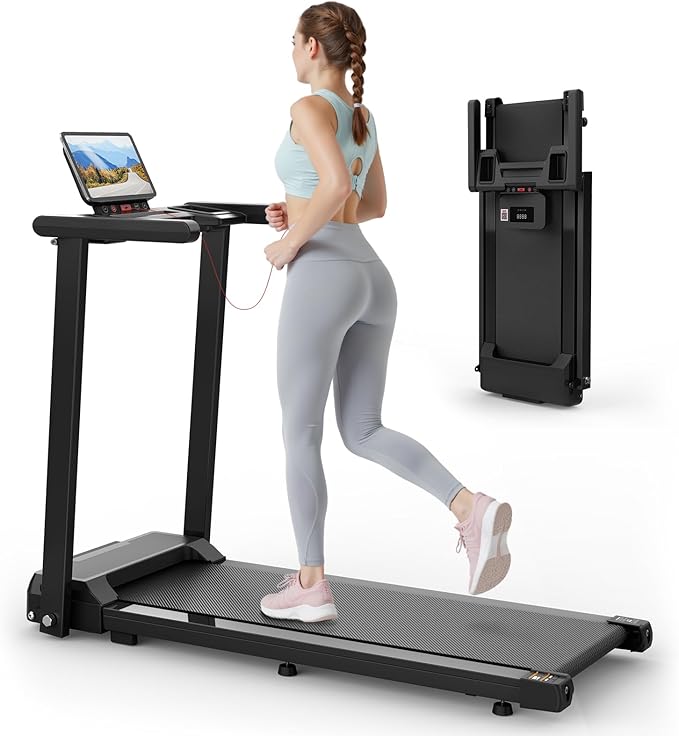 FYC Foldable Treadmill with Handles, Compact Mini Treadmill for Home Small Spaces, Built in APP, 2.5HP Quiet, 300lb Capaci...