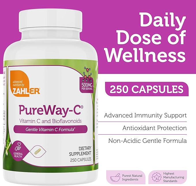 Zahler Vitamin C 500mg - Vitamin C Capsules 500mg with Bioflavonoids - Gentle on Stomach - Immune Support - Gluten Free Non-GMO VIT C 500mg Vitamin C Supplement for Adults (250 Count)