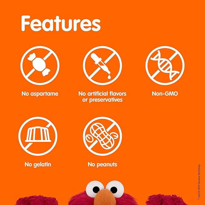 Webber Naturals Sesame Street Vitamin C Gummies for Kids 2+, 125 mg of Vitamin C per Gummy, 6 Month Supply, Free of Gluten, Dairy, Peanut & Gelatin, Immune Support, 180 Gummies