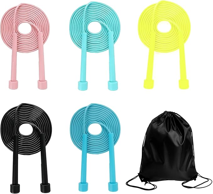 Jump Rope for Kids,5P Colorful Jumping Rope for Fitness and Exercise,Lightweight Adjustable Skipping Ropes for School Even...