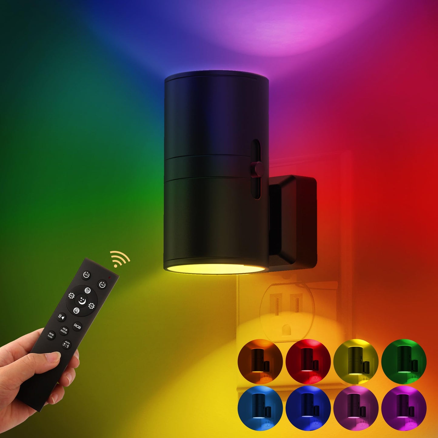 L Lohas Led Night Light With Remote  Night Lights Plug Into Wall  Rgb Color Changing Nightlight With Light Sensor  Nightlights For Kids Gifts Halloween Christmas Party Hallway Bedroom Kids Room 1 Pack