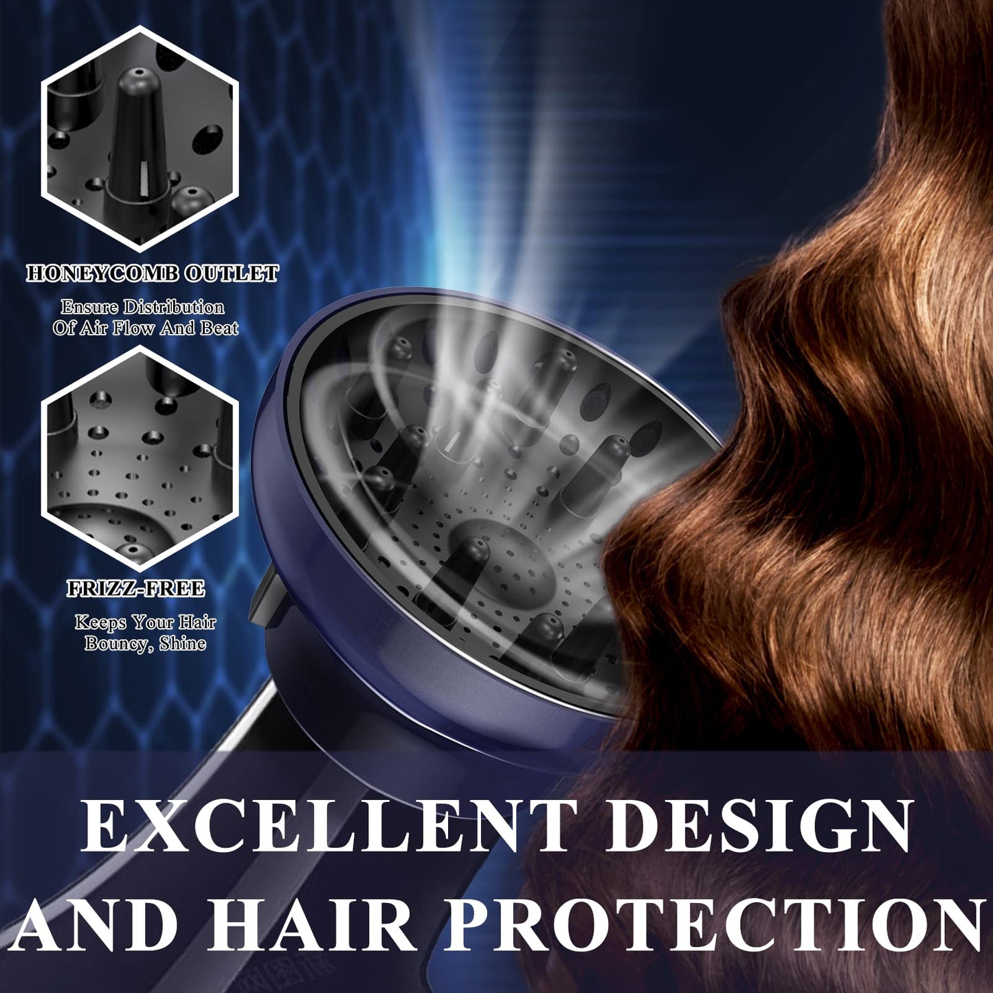 Hair Dryer Diffuser Attachment Universal Adjustable Professional Salon Tool for Curly Hair Fits Most Kinds of Blow Dryer Diamete