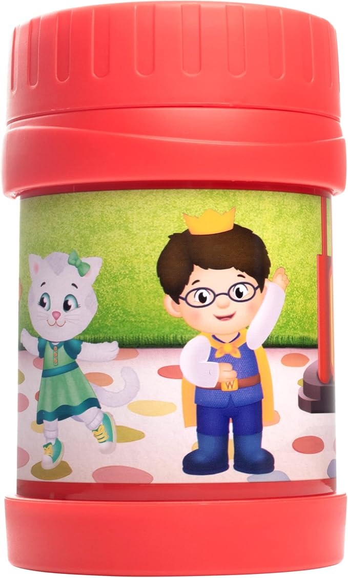 Daniel Tiger's Neighborhood Stainless Steel 13 oz Food Jar for Kids, Red -Double Wall Insulated, Leak-Proof thermos Jar Keeps Liquids & Food Hot or Cold for Hours-Fits Inside All Lunch Boxes & Bags