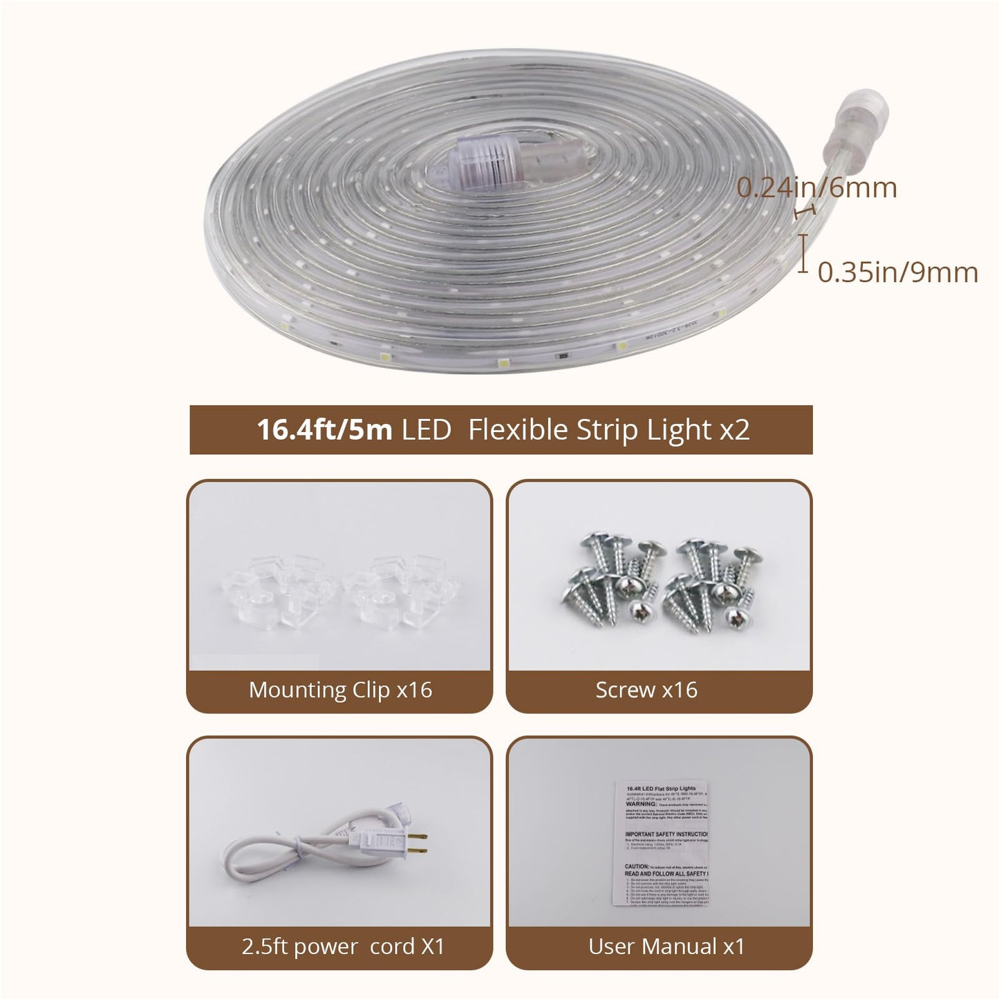 Areful Led Rope Lights - 33Ft Daylight Flexible Strip Light, Waterproof For Home & Holiday Decorations