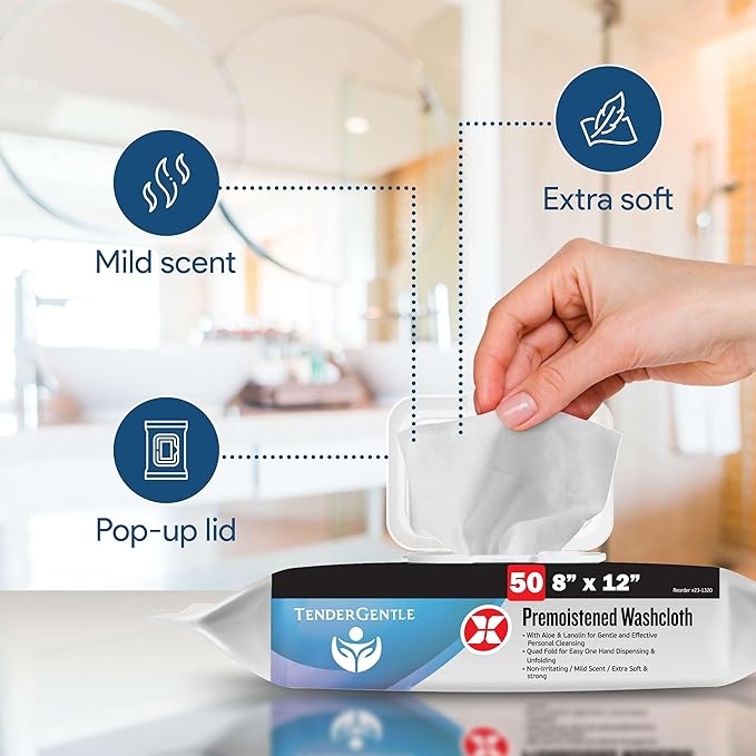 Non Flushable Wet Wipes for Adults - Case of 600 Body Wipes with Aloe and Lanolin - Good for Incontinence and Personal Cleansing