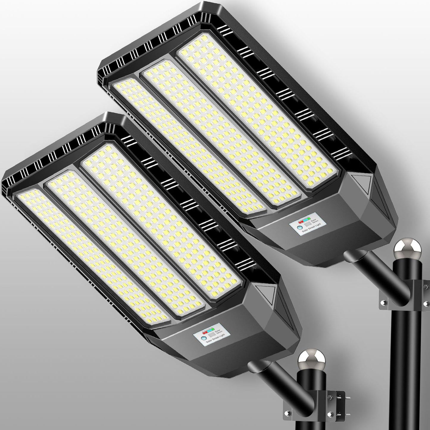 Adewalk 8000W Solar Street Lights, Dusk to Dawn, Motion Sensor, Heavy Duty, 2 Pack, Model TW3002