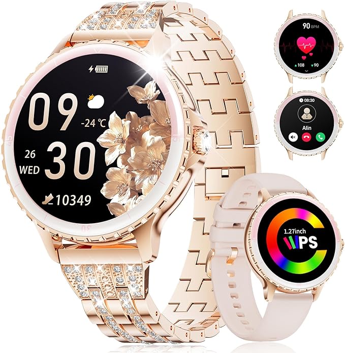 SUNKTA Smart Watch for Women (Answer/Make Call),1.27" Curved Display Smartwatch with Female Cycle/Sleep Monitor,5ATM Wate...