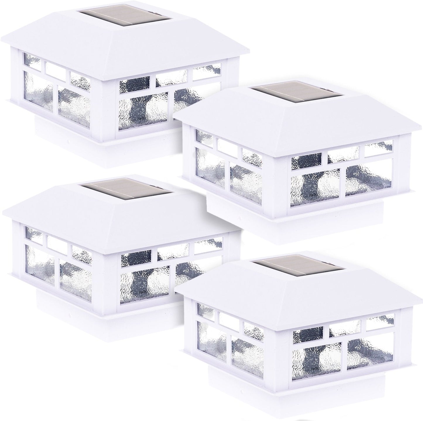 GreenLighting Solar Post Cap Lights, 4x4 & 5x5 PVC/Vinyl, Waterproof, Bright LED, White, 4 Pack, Model TN-1222605