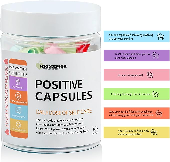 HIONXMGA Positive Messages in a Bottle (60+ Positive Affirmations),Self Care Gifts for Women Men Stress Relief Get Well So...